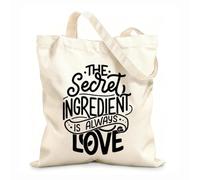 AILOONG Unbleached Canvas Tote Bag Secret Ingredient Always Love Inspiring Phrase 12 oz thick fabric Uses as a tool bag 31x36cm Medium