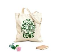AILOONG Unbleached Canvas Tote Bag Secret Ingredient Always Love Inspiring Phrase 340g/m² thick fabric Uses as a tool bag