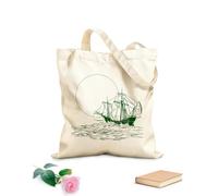AILOONG Unbleached Canvas Tote Bag Ship Boat Sea Travel Ocean Sunset Trip 340g/m² thick fabric Uses as a tool bag