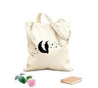 AILOONG Unbleached Canvas Tote Bag Silhouette Crow Raven Moon Crescent Stars Night 12 oz thick fabric Uses as a tool bag 31x36cm Medium