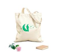 AILOONG Unbleached Canvas Tote Bag Silhouette Crow Raven Moon Crescent Stars Night 340g/m² thick fabric Uses as a tool bag