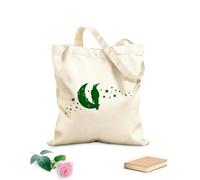 AILOONG Unbleached Canvas Tote Bag Silhouette Crow Raven Moon Crescent Stars Night 340g/m² thick fabric Uses as a tool bag
