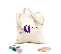 AILOONG Unbleached Canvas Tote Bag Silhouette Crow Raven Moon Crescent Stars Night 340g/m² thick fabric Uses as a tool bag