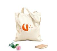 AILOONG Unbleached Canvas Tote Bag Silhouette Crow Raven Moon Crescent Stars Night 340g/m² thick fabric Uses as a tool bag