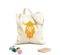AILOONG Unbleached Canvas Tote Bag Skull Viking Head Warrior Helmet Medieval 340g/m² thick fabric Uses as a tool bag