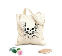 AILOONG Unbleached Canvas Tote Bag Skull Zombie Demon Scary Horror Death 12 oz thick fabric Uses as a tool bag 31x36cm Medium