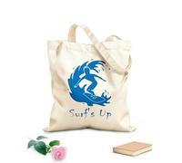 AILOONG Unbleached Canvas Tote Bag Surfing Surf's Up Quote Surfer Surfboard 340g/m² thick fabric Uses as a tool bag
