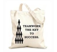 AILOONG Unbleached Canvas Tote Bag Teamwork Quote Success Office ation 12 oz thick fabric Uses as a tool bag 31x36cm Medium