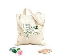 AILOONG Unbleached Canvas Tote Bag Thank You Lord Grace Religion 340g/m² thick fabric Uses as a tool bag