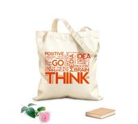 AILOONG Unbleached Canvas Tote Bag Think Positive Thinking Idea Words Office Space 340g/m² thick fabric Uses as a tool bag