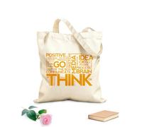 AILOONG Unbleached Canvas Tote Bag Think Positive Thinking Idea Words Office Space 340g/m² thick fabric Uses as a tool bag