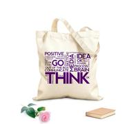 AILOONG Unbleached Canvas Tote Bag Think Positive Thinking Idea Words Office Space 340g/m² thick fabric Uses as a tool bag
