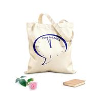 AILOONG Unbleached Canvas Tote Bag Time to Learn Classroom Quote School Clock 340g/m² thick fabric Uses as a tool bag