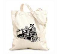 AILOONG Unbleached Canvas Tote Bag Train Railway Kids 12 oz thick fabric Uses as a tool bag 35x40cm Large