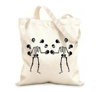 AILOONG Unbleached Canvas Tote Bag Two Silhouette Skeleton Skulls Halloween 12 oz thick fabric Uses as a tool bag 31x36cm Medium