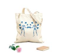 AILOONG Unbleached Canvas Tote Bag Two Silhouette Skeleton Skulls Halloween 340g/m² thick fabric Uses as a tool bag