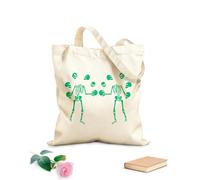 AILOONG Unbleached Canvas Tote Bag Two Silhouette Skeleton Skulls Halloween 340g/m² thick fabric Uses as a tool bag