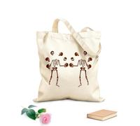 AILOONG Unbleached Canvas Tote Bag Two Silhouette Skeleton Skulls Halloween 340g/m² thick fabric Uses as a tool bag