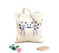 AILOONG Unbleached Canvas Tote Bag Two Silhouette Skeleton Skulls Halloween 340g/m² thick fabric Uses as a tool bag