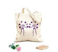 AILOONG Unbleached Canvas Tote Bag Two Silhouette Skeleton Skulls Halloween 340g/m² thick fabric Uses as a tool bag