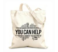 AILOONG Unbleached Canvas Tote Bag Volunteer Words Cloud Church Charity Donation 12 oz thick fabric Uses as a tool bag 25x30cm Small