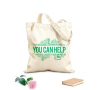AILOONG Unbleached Canvas Tote Bag Volunteer Words Cloud Church Charity Donation 340g/m² thick fabric Uses as a tool bag