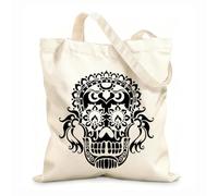 AILOONG Unbleached Canvas Tote Bag Voodoo Shaman Skull Death Horror 12 oz thick fabric Uses as a tool bag 25x30cm Small
