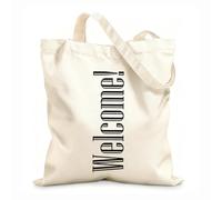 AILOONG Unbleached Canvas Tote Bag Welcome Quote Word Home Restaurant 12 oz thick fabric Uses as a tool bag 35x40cm Large