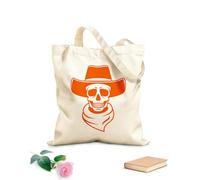 AILOONG Unbleached Canvas Tote Bag Western Cowboy Hat Skull Wild West 340g/m² thick fabric Uses as a tool bag