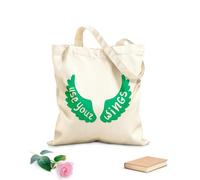 AILOONG Unbleached Canvas Tote Bag Wings Feathers Words Quote Use Your Wings 340g/m² thick fabric Uses as a tool bag