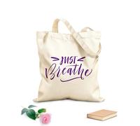 AILOONG Unbleached Canvas Tote Bag Words Just Breathe Letters Yoga Studio 340g/m² thick fabric Uses as a tool bag
