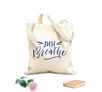 AILOONG Unbleached Canvas Tote Bag Words Just Breathe Letters Yoga Studio 340g/m² thick fabric Uses as a tool bag
