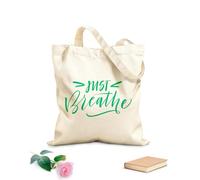 AILOONG Unbleached Canvas Tote Bag Words Just Breathe Letters Yoga Studio 340g/m² thick fabric Uses as a tool bag