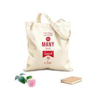 AILOONG Unbleached Canvas Tote Bag Words Listen To Many Speak To A Few Phrase 340g/m² thick fabric Uses as a tool bag