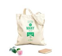 AILOONG Unbleached Canvas Tote Bag Words Listen To Many Speak To A Few Phrase 340g/m² thick fabric Uses as a tool bag