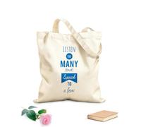 AILOONG Unbleached Canvas Tote Bag Words Listen To Many Speak To A Few Phrase 340g/m² thick fabric Uses as a tool bag