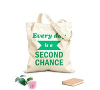 AILOONG Unbleached Canvas Tote Bag Words of Wisdom Inspiring Motivational Office Sign Chance 340g/m² thick fabric Uses as a tool bag