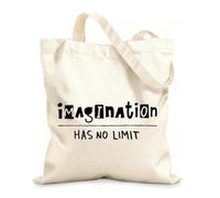 AILOONG Unbleached Canvas Tote Bag Words Quote Imagination Has No Limit 12 oz thick fabric Uses as a tool bag 31x36cm Medium