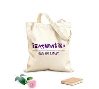 AILOONG Unbleached Canvas Tote Bag Words Quote Imagination Has No Limit 340g/m² thick fabric Uses as a tool bag