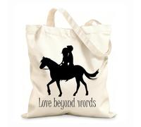 AILOONG Unbleached Canvas Tote Bag Words Quote Romantic Love Couple On Horseback 12 oz thick fabric Uses as a tool bag 25x30cm Small