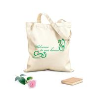 AILOONG Unbleached Canvas Tote Bag Words Quote Welcome To Our Home Abstract Cats 340g/m² thick fabric Uses as a tool bag