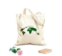 AILOONG Unbleached Canvas Tote Bag World Map Travel Adventure Geography Tourism 340g/m² thick fabric Uses as a tool bag