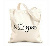 AILOONG Valentines day i love you and love story heart Reinforced Bottom Canvas Bag 12 oz thick fabric Uses as a gift bag 31x36cm Medium
