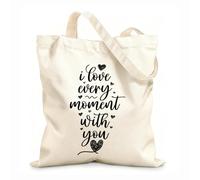 AILOONG Valentine's Day Love Moment Heart Reinforced Bottom Canvas Bag 12 oz thick fabric Uses as a gift bag 25x30cm Small