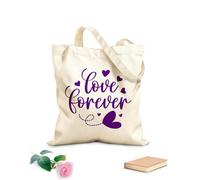 AILOONG Valentine's Day Love Typography Reinforced Bottom Canvas Bag 340g/m² thick fabric Uses as a gift bag