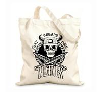AILOONG Vikings Skull Pray Asgard Odin Swords Weapons Unbleached Canvas Tote Bag 12 oz thick fabric Uses as a tool bag 35x40cm Large