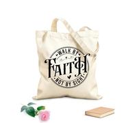 AILOONG walk by faith not sight Reinforced Bottom Canvas Bag 12 oz thick fabric Uses as a gift bag 25x30cm Small