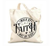 AILOONG walk by faith not sight Reinforced Bottom Canvas Bag 12 oz thick fabric Uses as a gift bag 35x40cm Large
