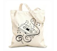 AILOONG Webbing Strap Tote Bag 12 oz thick fabric a four different types of music notes Sketching bag 35x40cm Large