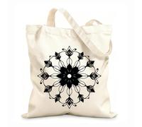 AILOONG Webbing Strap Tote Bag 12 oz thick fabric A symmetrical mandala with a central flower shape and intricate flowing petal-like elements. Sketching bag 25x30cm Small